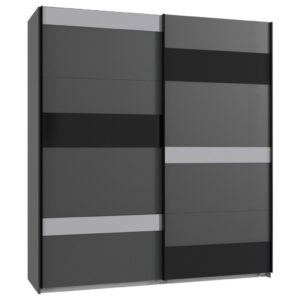 KAST MET SCHUIFDEUREN, grafietkleuren, grijs, zwart