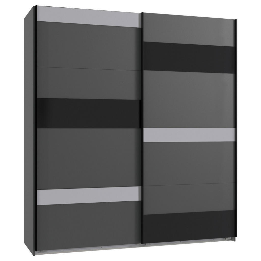 KAST MET SCHUIFDEUREN, grafietkleuren, grijs, zwart