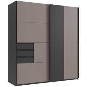 KAST MET SCHUIFDEUREN, kleuren grafiet, wit, sahara