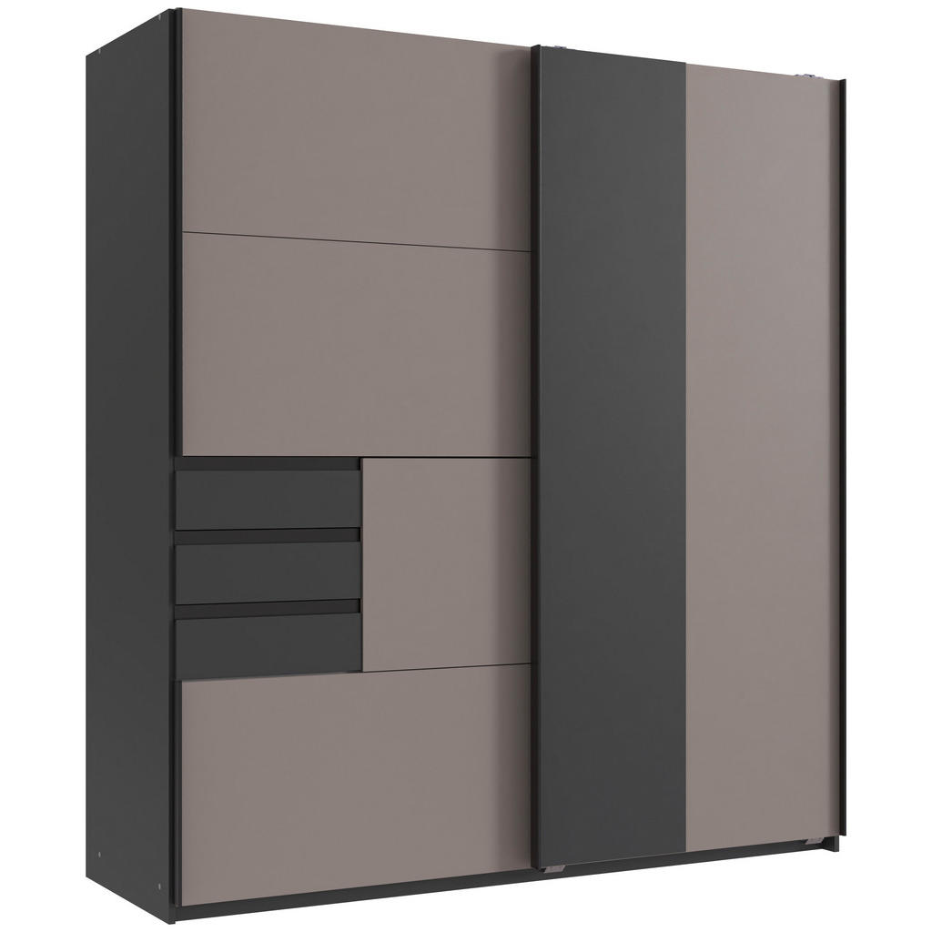 KAST MET SCHUIFDEUREN, kleuren grafiet, wit, sahara