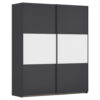 KAST MET SCHUIFDEUREN, grijs, wit, aluminiumkleur