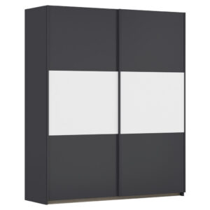 KAST MET SCHUIFDEUREN, grijs, wit, aluminiumkleur