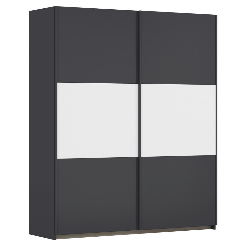 KAST MET SCHUIFDEUREN, grijs, wit, aluminiumkleur