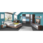 KAST MET SCHUIFDEUREN, grijs, groen, zwart, wit, eikenkleur thumbnail 2