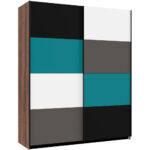 KAST MET SCHUIFDEUREN, grijs, groen, zwart, wit, eikenkleur thumbnail 1