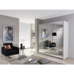 KAST MET SCHUIFDEUREN, zilverkleur, wit thumbnail 2