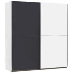 KAST MET SCHUIFDEUREN, wit, donkergrijs thumbnail 1