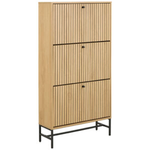 KAST MET KLEPPEN VOOR SCHOEN gefineerd zwart, eikenkleur