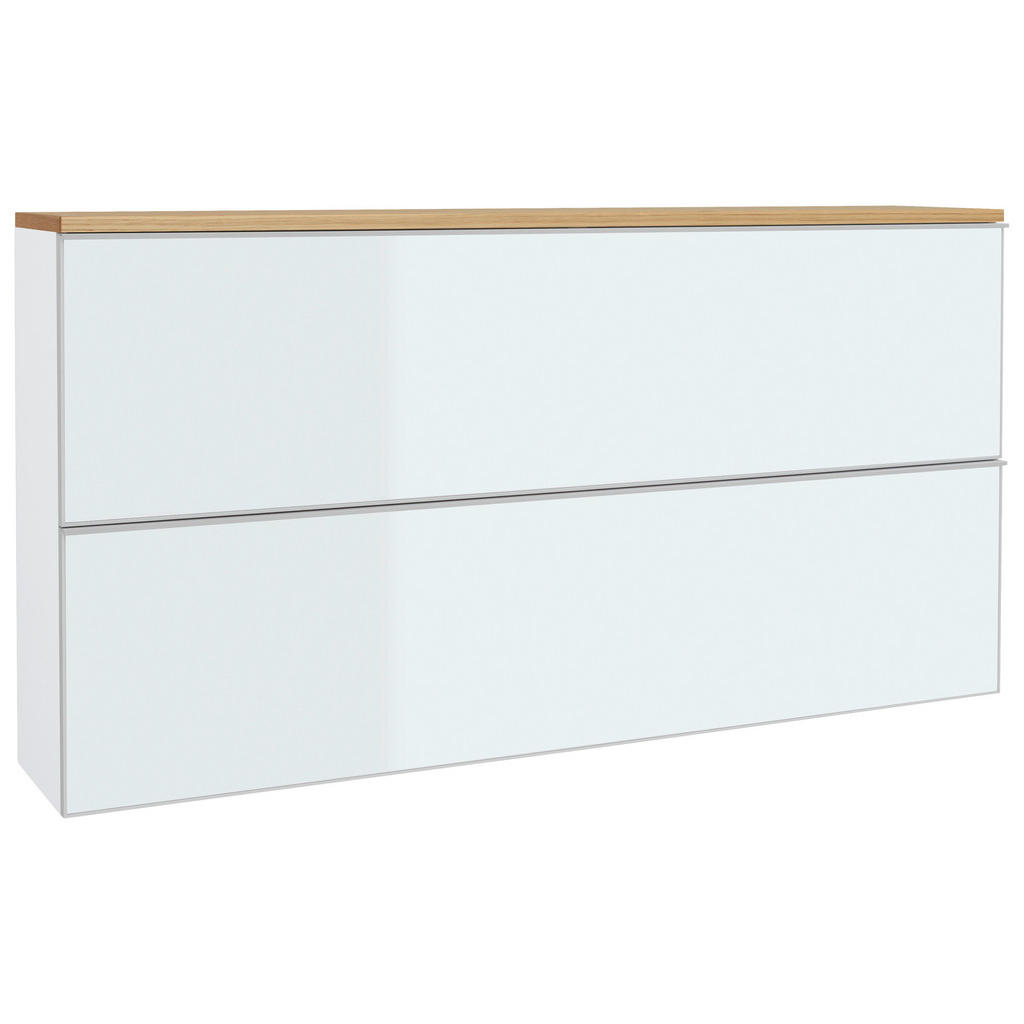 KAST MET KLEPPEN VOOR SCHOEN gefineerd wit, eikenkleur