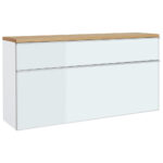KAST MET KLEPPEN VOOR SCHOEN gefineerd wit, eikenkleur thumbnail 1