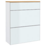 KAST MET KLEPPEN VOOR SCHOEN gefineerd wit, eikenkleur thumbnail 1