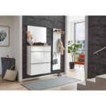 KAST MET KLEPPEN VOOR SCHOEN gefineerd wit, eikenkleur thumbnail 2