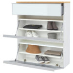 KAST MET KLEPPEN VOOR SCHOEN gefineerd wit, eikenkleur thumbnail 3