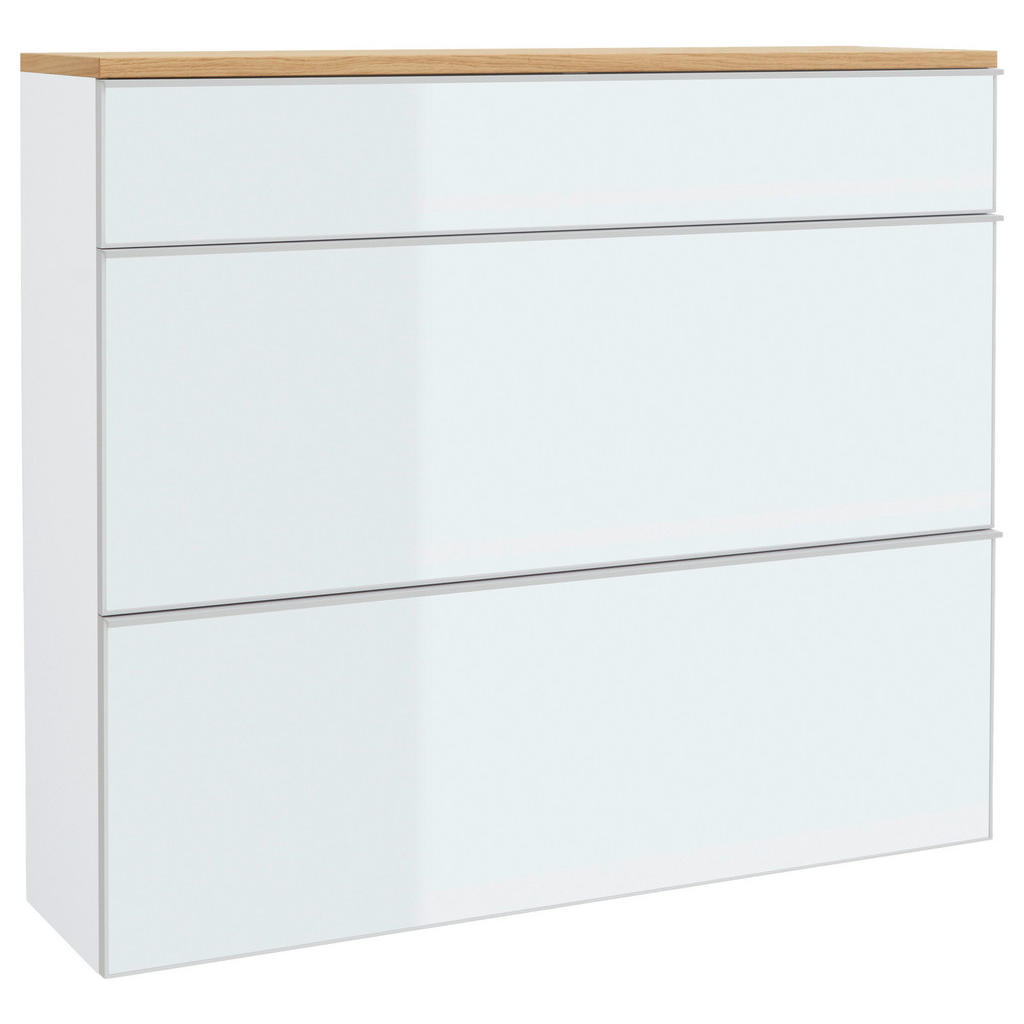 KAST MET KLEPPEN VOOR SCHOEN gefineerd wit, eikenkleur