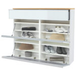 KAST MET KLEPPEN VOOR SCHOEN gefineerd wit, eikenkleur thumbnail 3