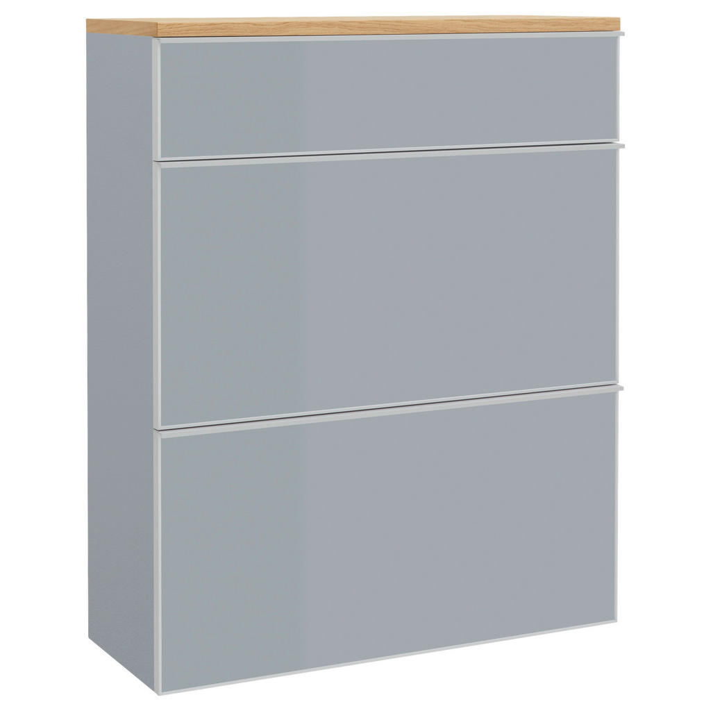 KAST MET KLEPPEN VOOR SCHOEN gefineerd grijs, eikenkleur