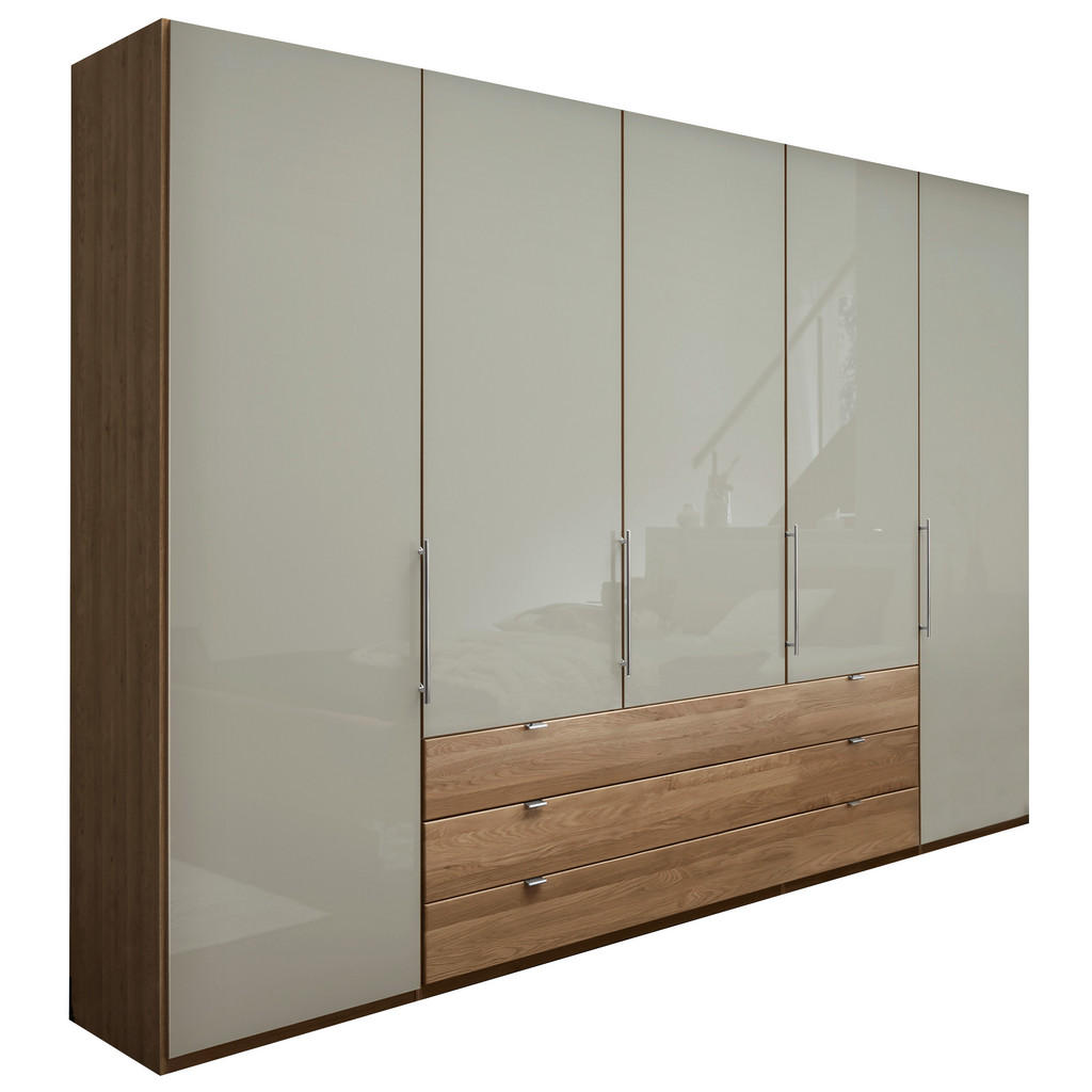 KAST MET VOUWDEUREN, gedeeltelijk massief eiken, eikenkleur, champagnekleur