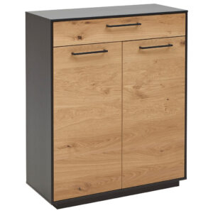 SCHOENENKAST gefineerd antraciet, eikenkleur