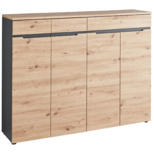 SCHOENENKAST grafietkleur, ambachtelijk eikenhout