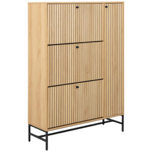 SCHOENENKAST gefineerd zwart, eikenkleur