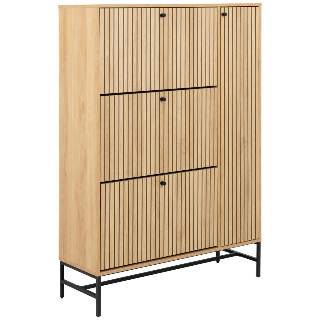 SCHOENENKAST gefineerd zwart, eikenkleur