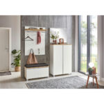 SCHOENENKAST gefineerd zilver, wit, eikenkleur thumbnail 2