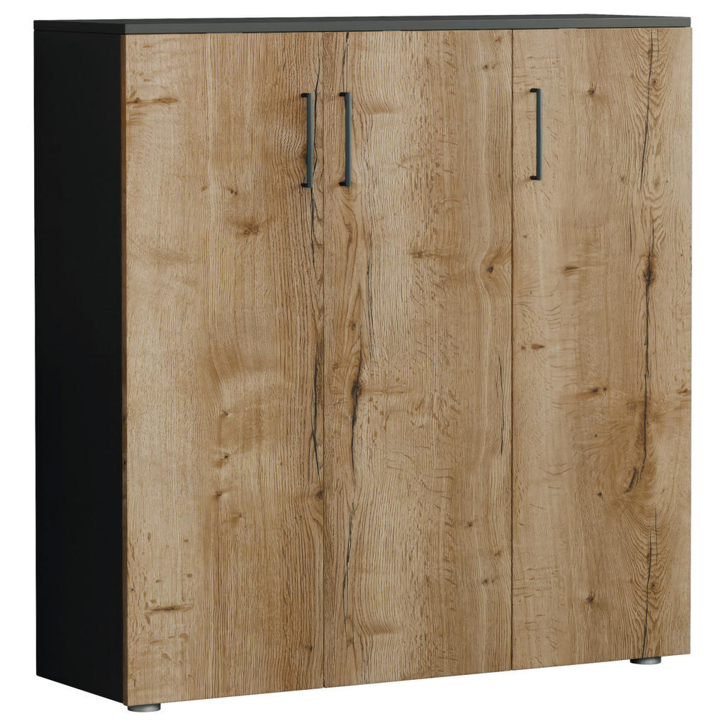 SCHOENENKAST antraciet, wild eikenhout