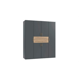 GARDEROBE, grafietkleur, ambachtelijk eikenhout