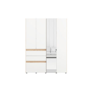 GARDEROBE, wit, ambachtelijk eikenhout