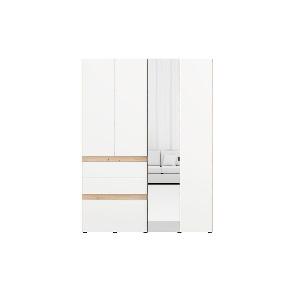 GARDEROBE, wit, ambachtelijk eikenhout