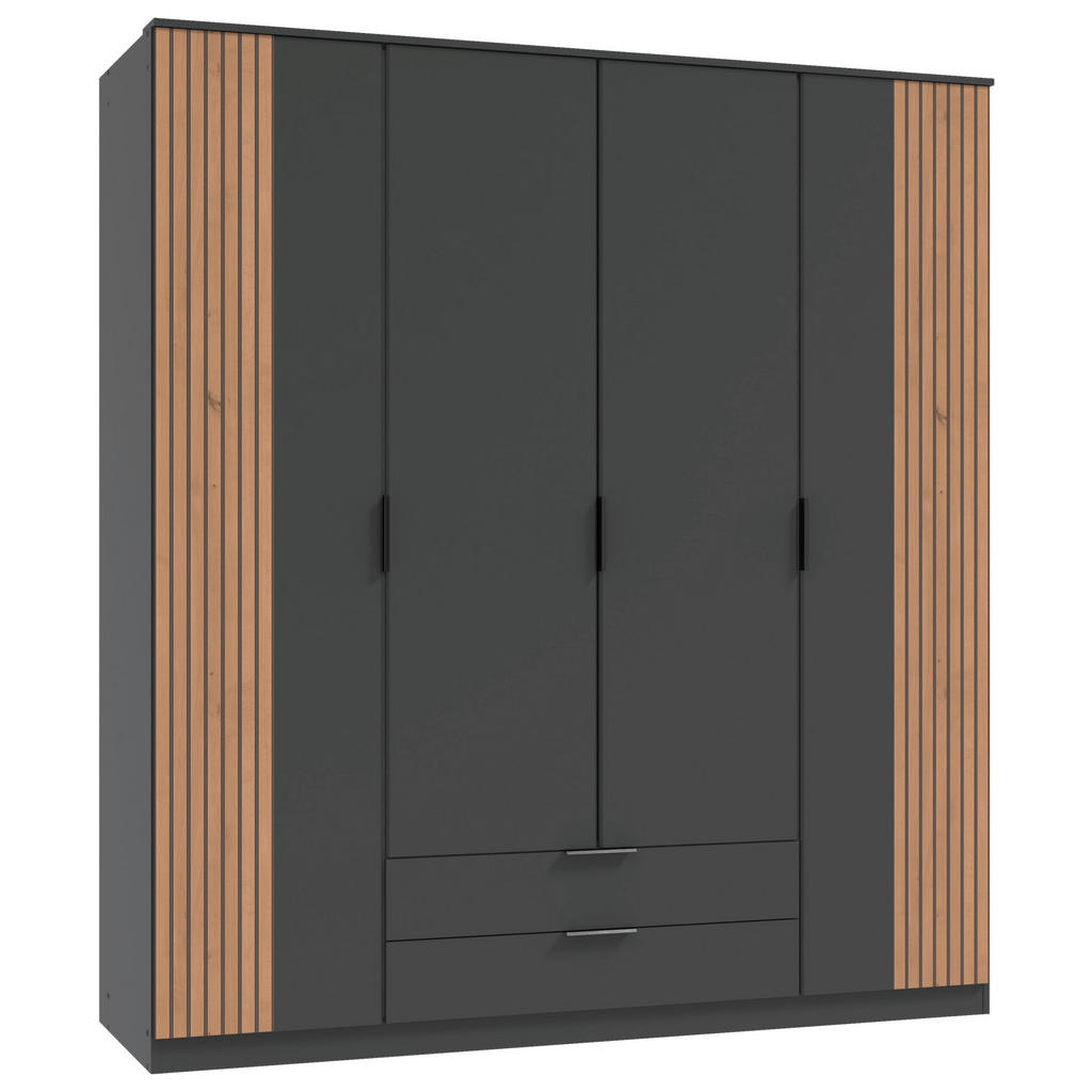 GARDEROBE, grafietkleur, ambachtelijk eikenhout