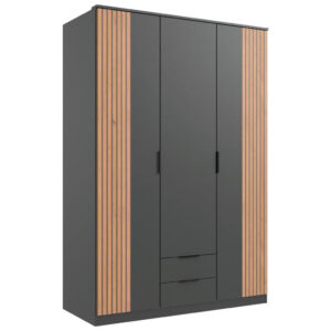 GARDEROBE, grafietkleur, ambachtelijk eikenhout