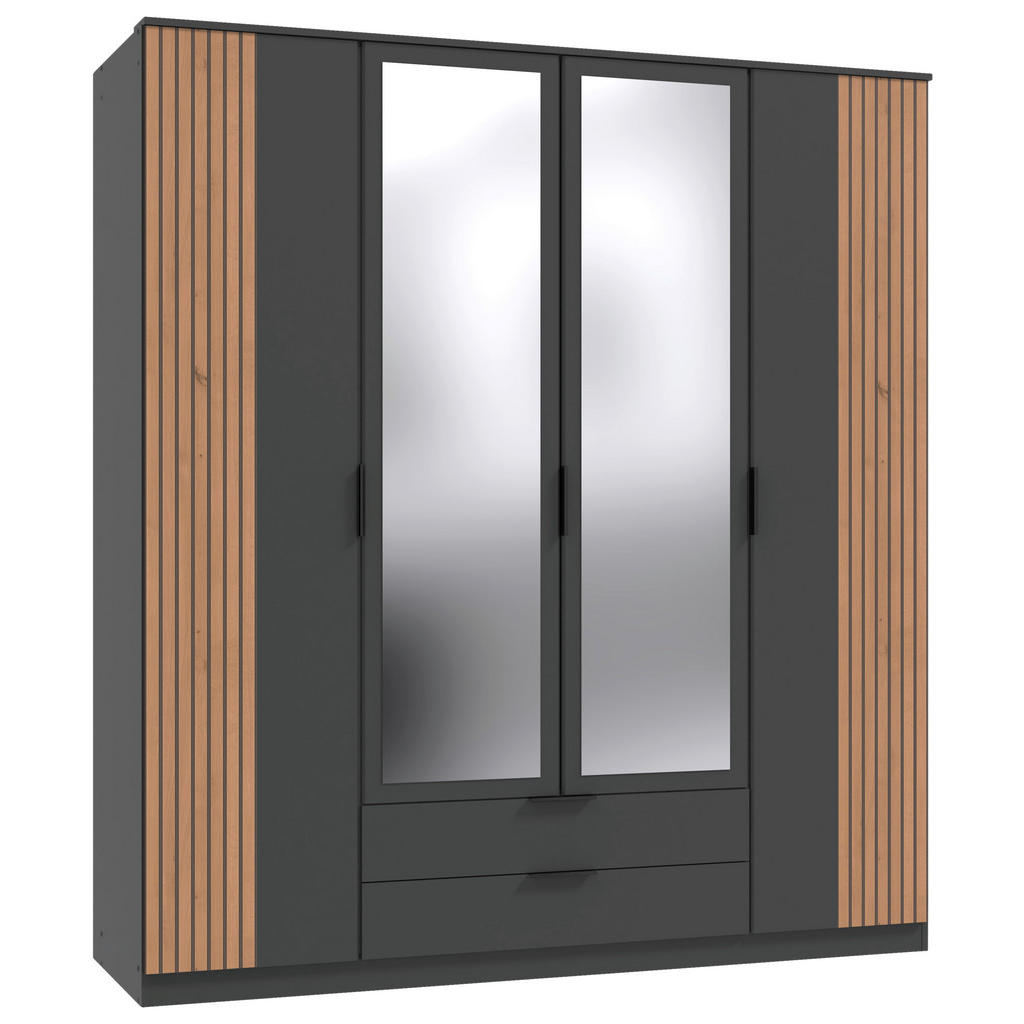 GARDEROBE, grafietkleur, ambachtelijk eikenhout