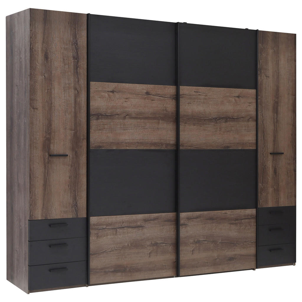 GARDEROBE, zwart, eikenkleur