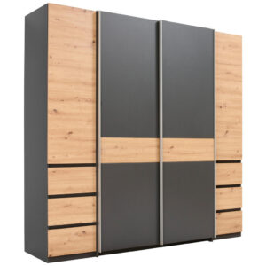 GARDEROBE, grafietkleur, ambachtelijk eikenhout