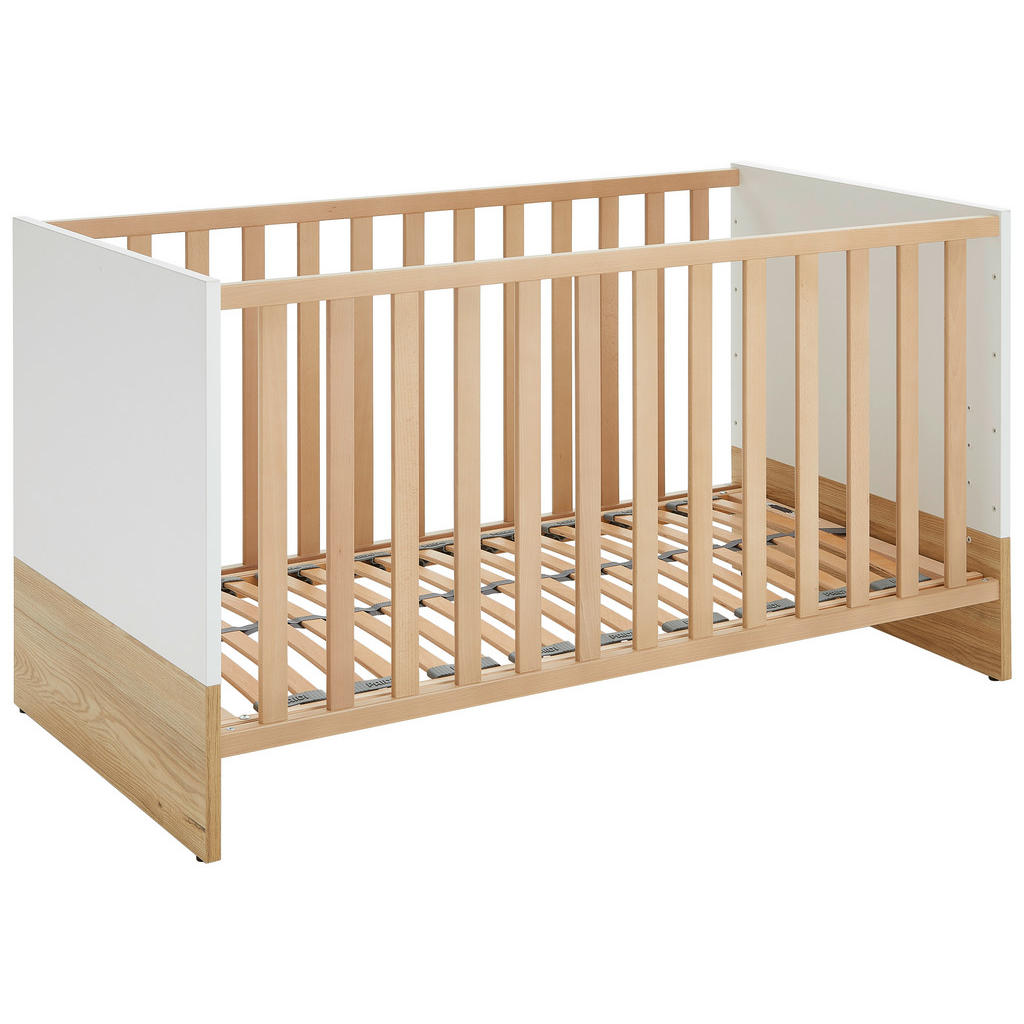 Wieg Lennox Fris wit, eikenkleur