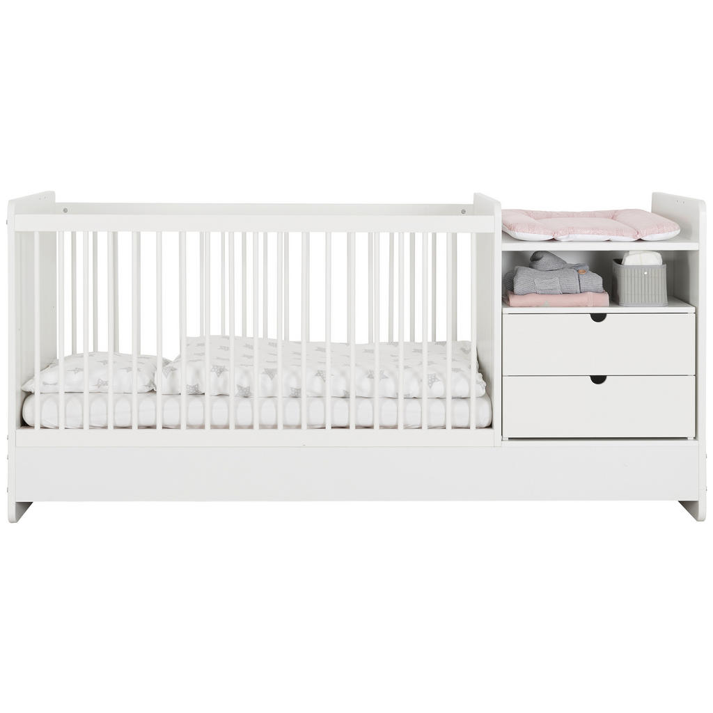 BABYbedje All in One massief beuken 205/75/95 cm wit
