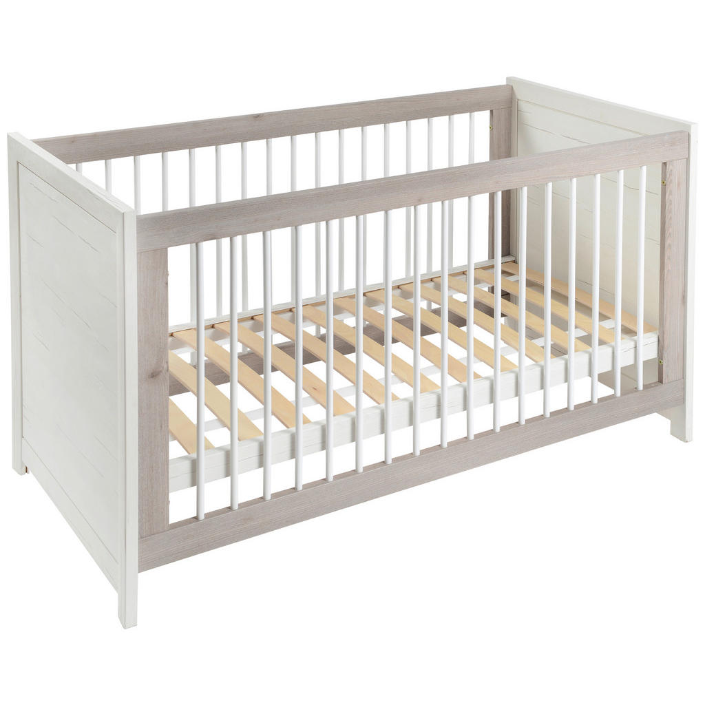 Wieg CAMRON massief beuken 145/80/76,5 cm grijs, wit