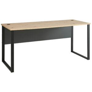 BUREAU metaal, houtmateriaal grafietkleur, ambachtelijk eikenhout