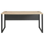 BUREAU metaal, houtmateriaal grafietkleur, ambachtelijk eikenhout thumbnail 2