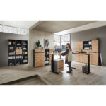BUREAU metaal, houtmateriaal grafietkleur, ambachtelijk eikenhout thumbnail 3