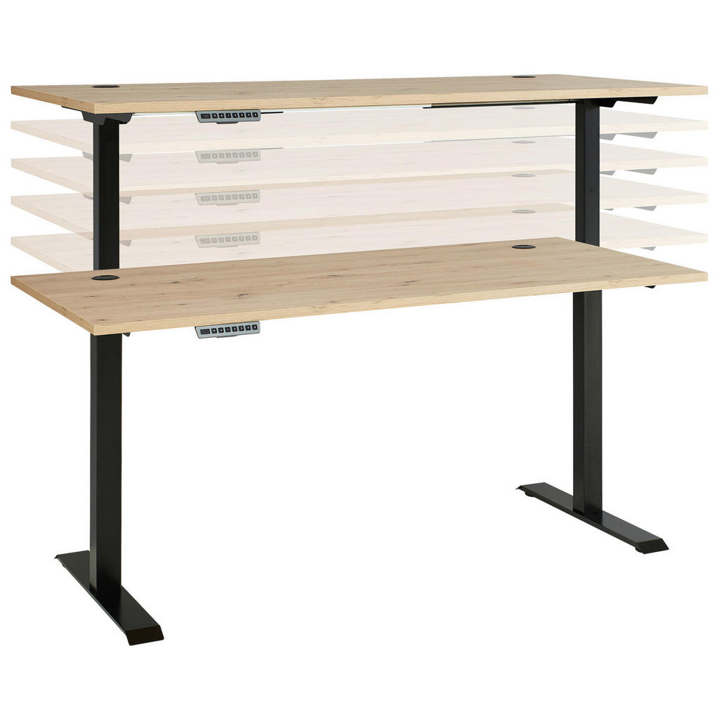 BUREAU metaal, houtmateriaal grafietkleur, ambachtelijk eikenhout