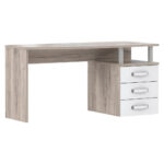 BUREAU, houtmateriaal, eikenkleur, wit, hoogglans thumbnail 1