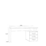 BUREAU, houtmateriaal, eikenkleur, wit, hoogglans thumbnail 3