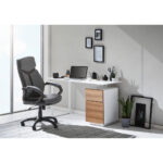 BUREAU, houten materiaal, wit, eikenkleur thumbnail 2