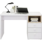 BUREAU, houten materiaal, wit, eikenkleur thumbnail 5