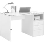BUREAU, houten materiaal, wit, eikenkleur thumbnail 6