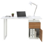BUREAU, houten materiaal, wit, eikenkleur thumbnail 5
