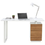 BUREAU, houten materiaal, wit, eikenkleur thumbnail 6