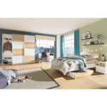 BUREAU, houten materiaal, wit, eikenkleur thumbnail 2